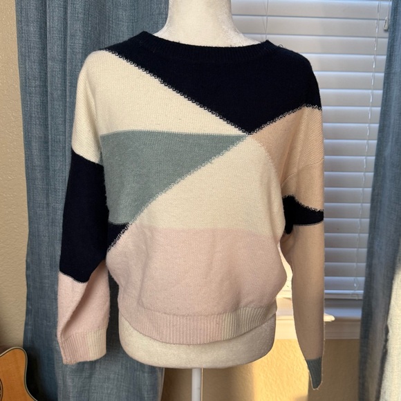 Joie Megu Wool/Cashmere Cropped Sweater Porcelain Multi Size XS - Picture 6 of 12